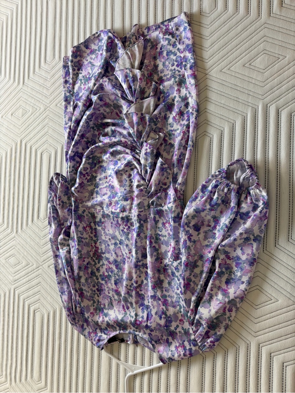 Maje Lavender Floral Long-Sleeve Dress